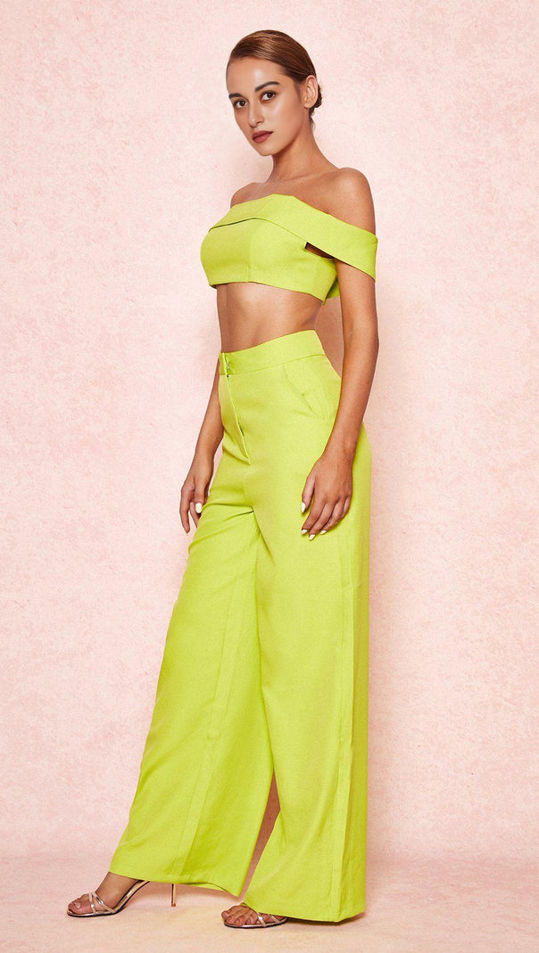 TOP A FASCIA CON SPALLE SCOPERTE VERDE FLUO