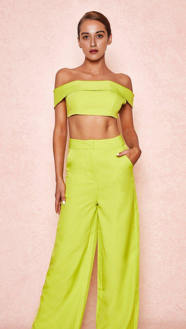 TOP A FASCIA CON SPALLE SCOPERTE VERDE FLUO
