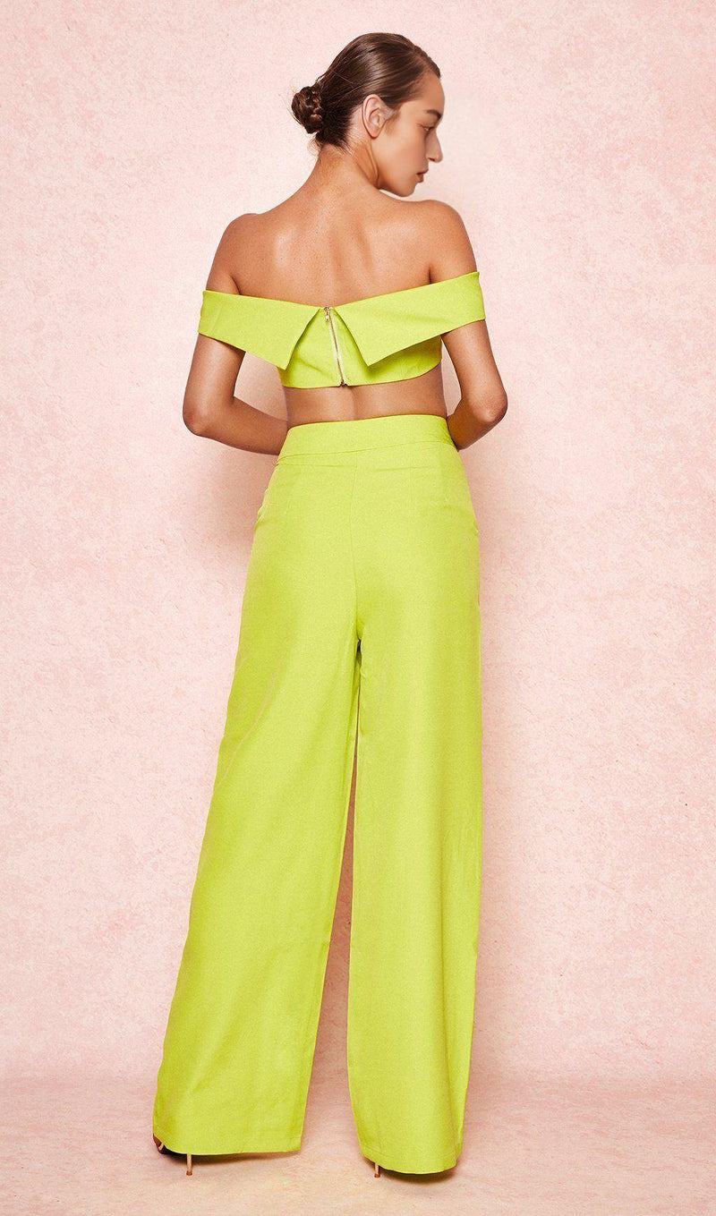 NEON GREEN OFF SHOULDER BANDEAU TOP