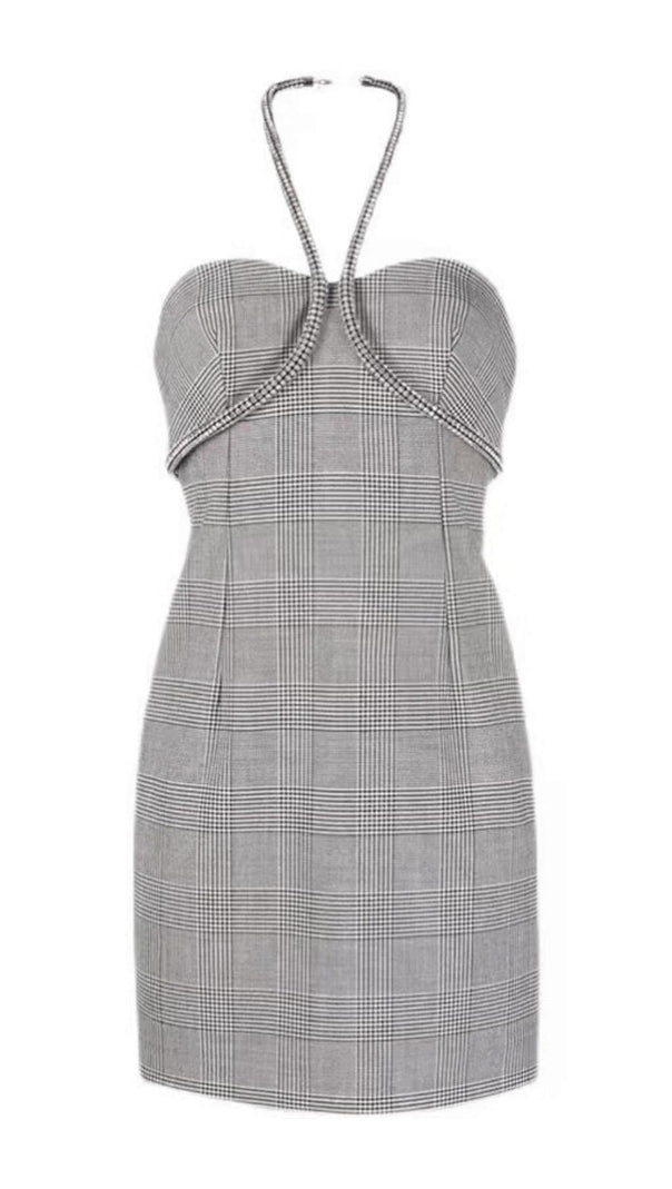 AIIZIE CRYSTAL NECKLACE MINI DRESS IN BLACK - product image