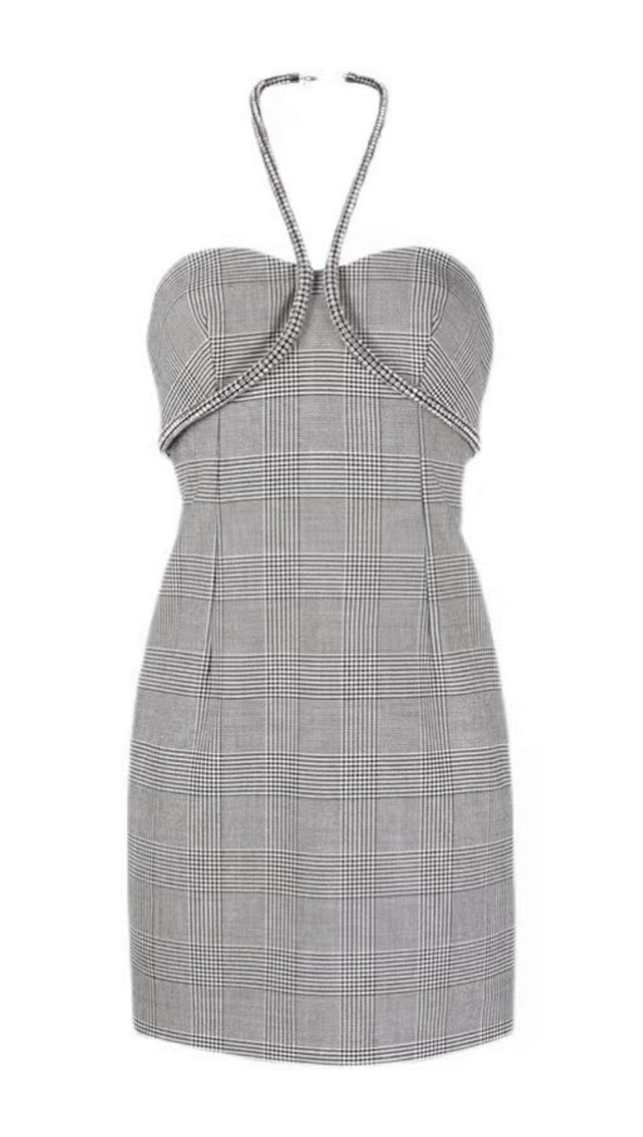 CRYSTAL NECKLACE MINI DRESS IN BLACK