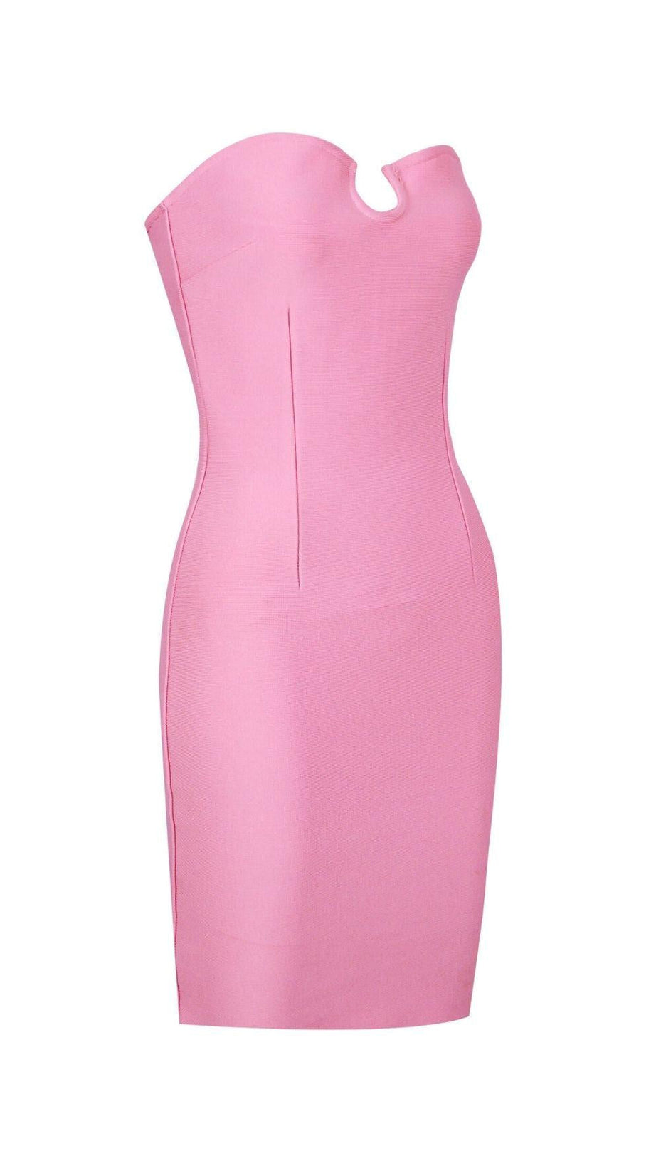 MINI ABITO SENZA SPALLINE CON BENDAGGI ROSA