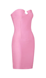 STRAPLESS BANDAGE MINI DRESS IN PINK