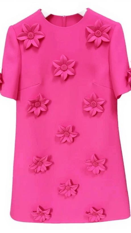 DASHIELL SHORT SLEEVE FLORAL EMBELLISHED MINI DRESS