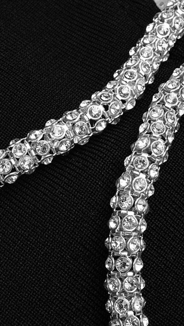 AIIZIE CRYSTAL NECKLACE MINI DRESS IN BLACK - product image