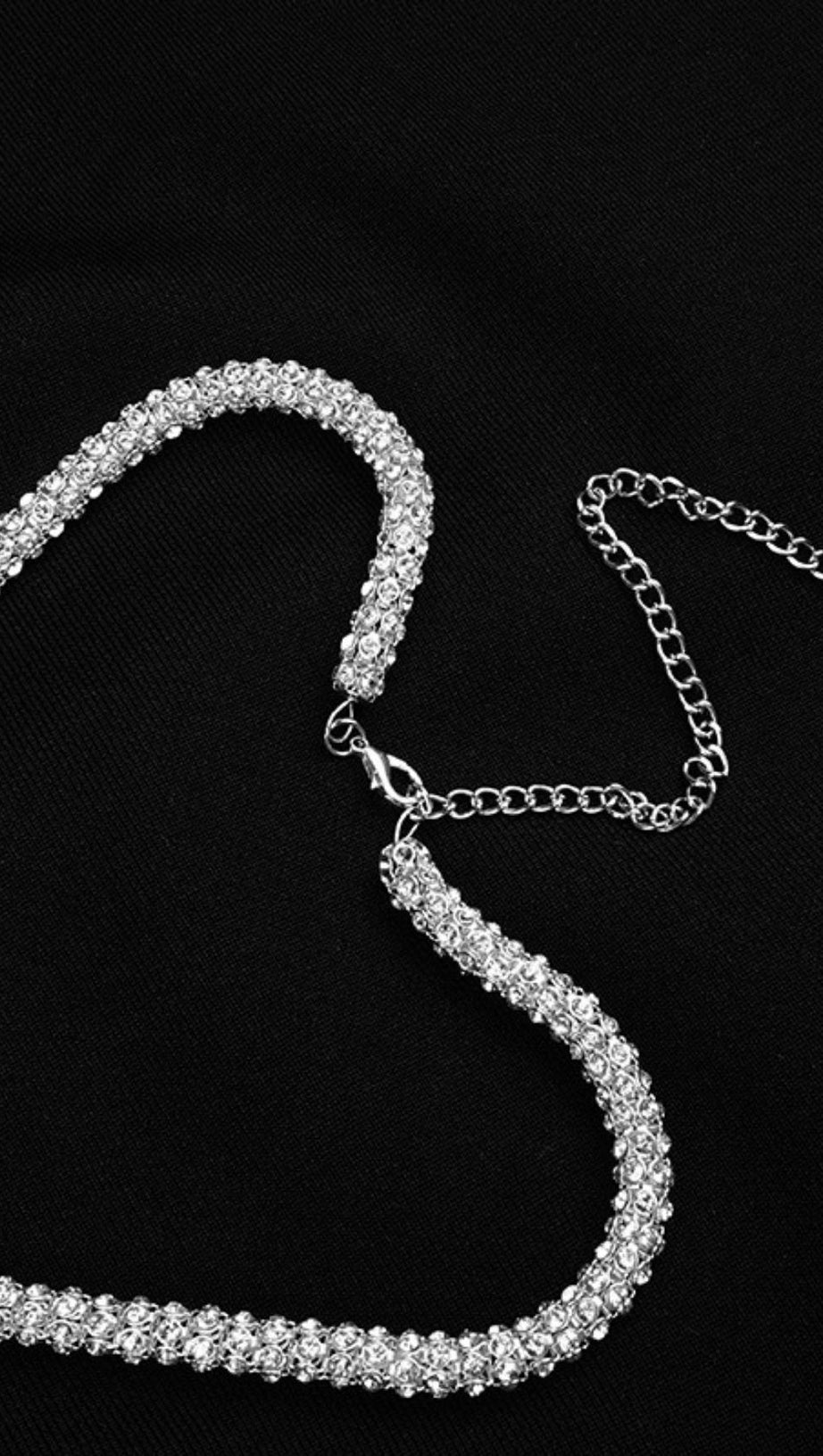 CRYSTAL NECKLACE MINI DRESS IN BLACK