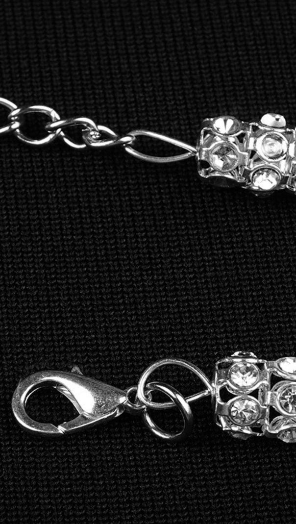 MINI ABITO CON COLLANA DI CRISTALLI IN NERO