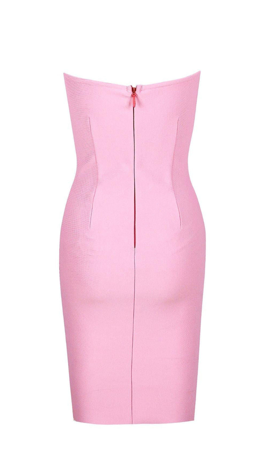 MINI ABITO SENZA SPALLINE CON BENDAGGI ROSA