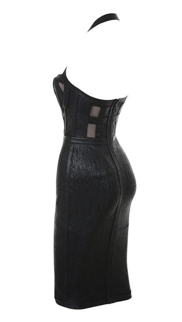 AIIZIE NECK BLACK METALLIC BANDAGE DRESS - BLACK - product image