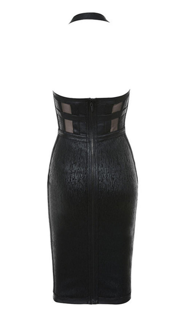 AIIZIE NECK BLACK METALLIC BANDAGE DRESS - BLACK - product image