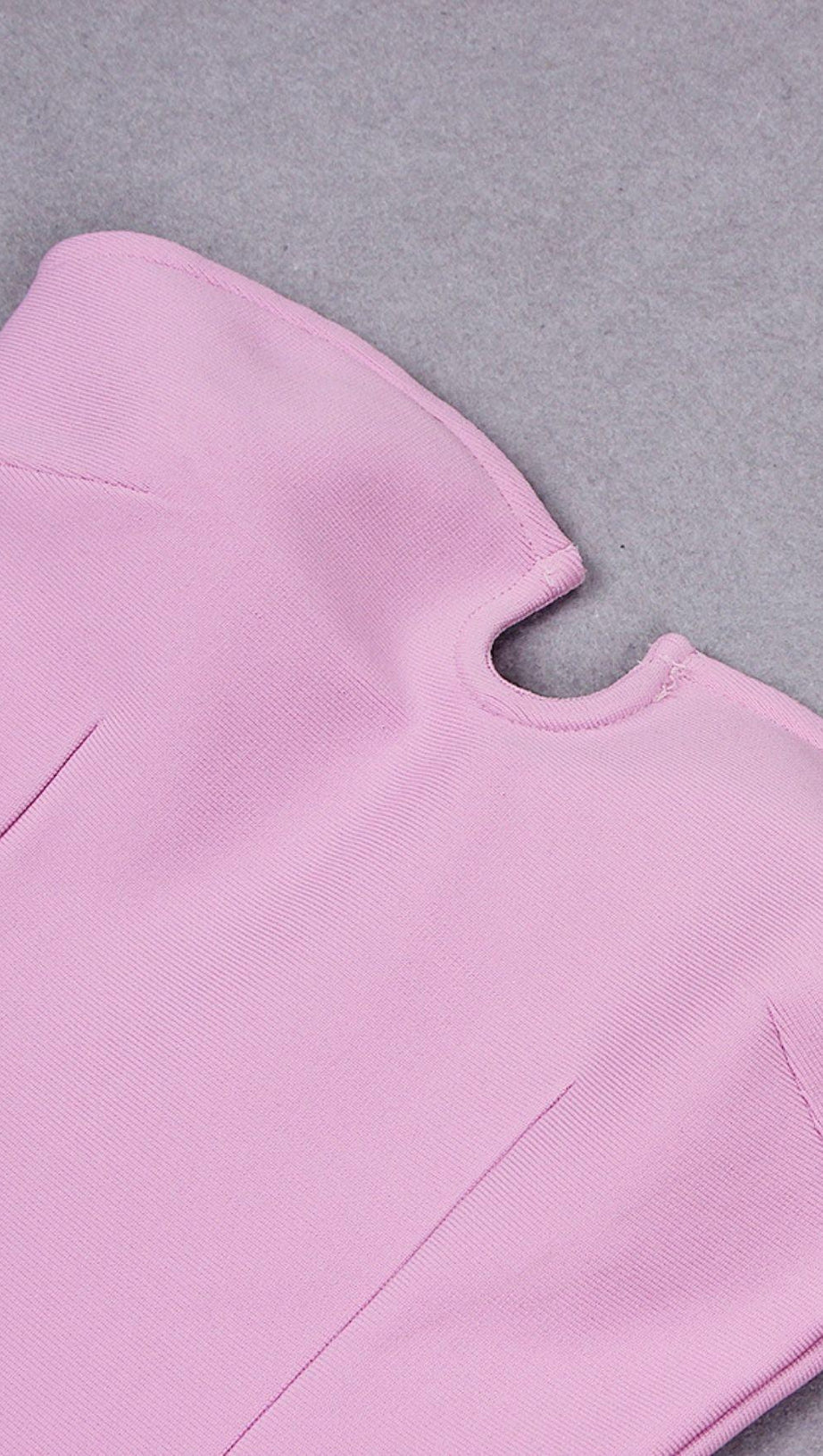 MINI ABITO SENZA SPALLINE CON BENDAGGI ROSA