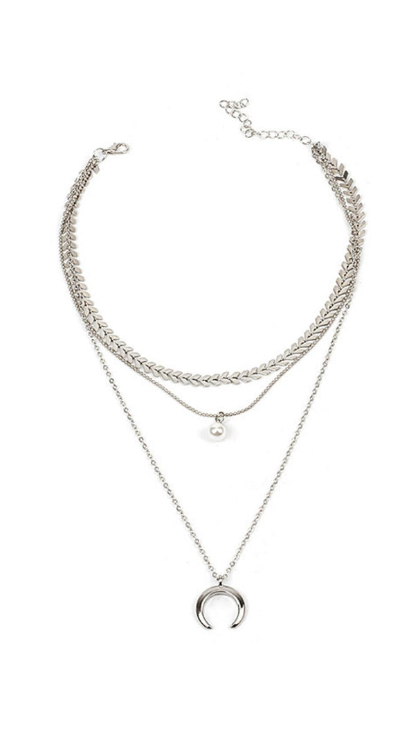 AIIZIE MULTI-LAYERED CRESCENT PENDANT NECKLACE - product image