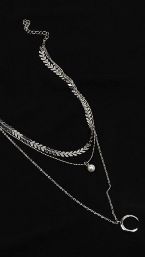AIIZIE MULTI-LAYERED CRESCENT PENDANT NECKLACE - product image