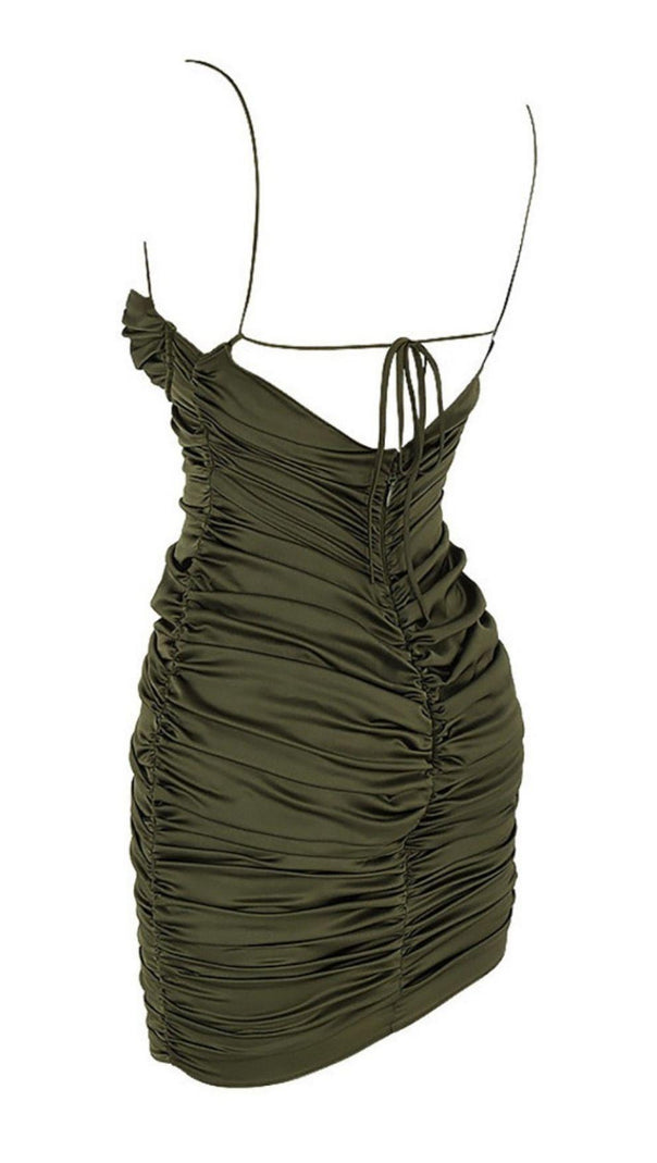AIIZIE MILITARY GREEN SLING LOW NECKLINE SLIM DRESS - product image