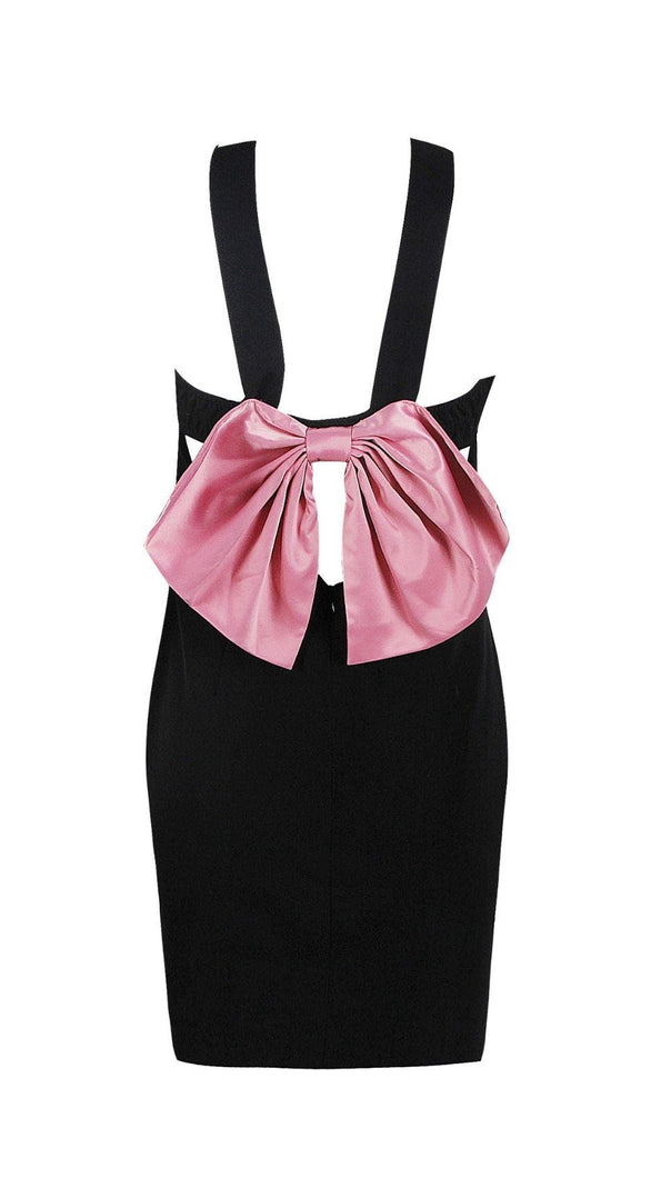 AIIZIE BOW BACK MINI DRESS IN BLACK - product image