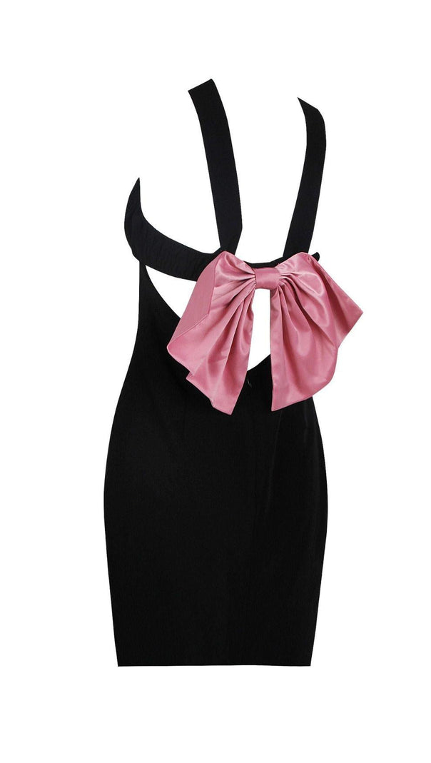 AIIZIE BOW BACK MINI DRESS IN BLACK - product image