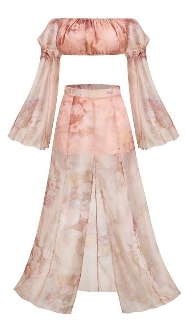 AIIZIE MAXI SKIRT SET IN ROSE SILK - product image
