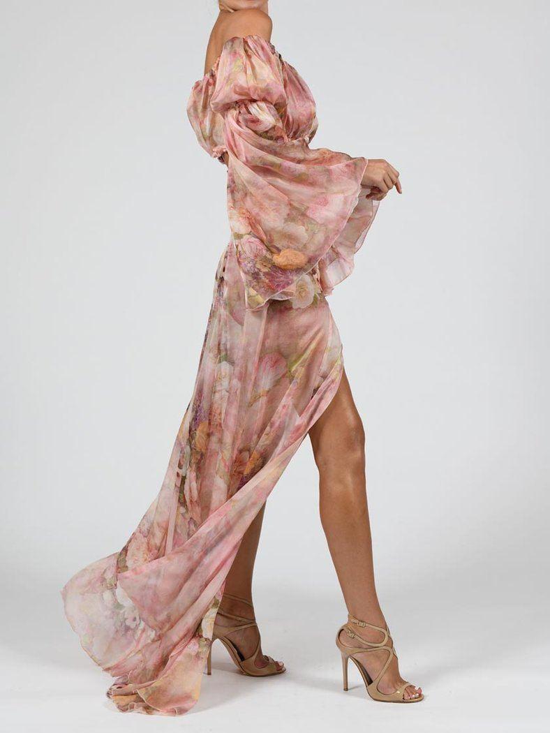 AIIZIE MAXI SKIRT SET IN ROSE SILK - product image