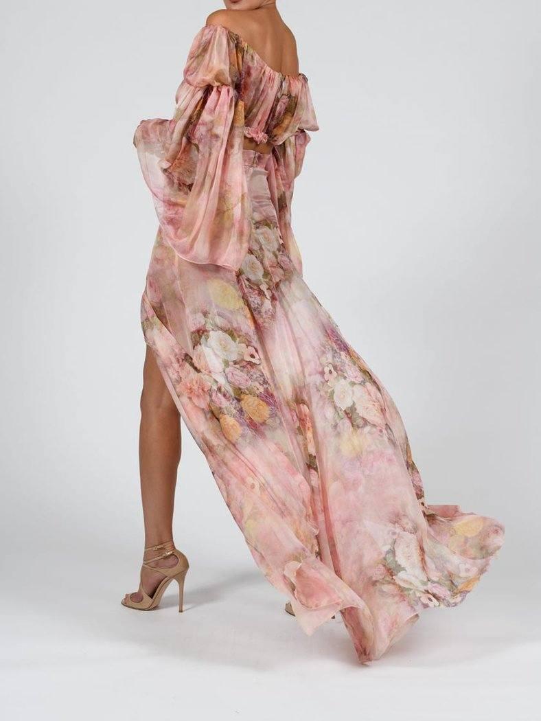 AIIZIE MAXI SKIRT SET IN ROSE SILK - product image