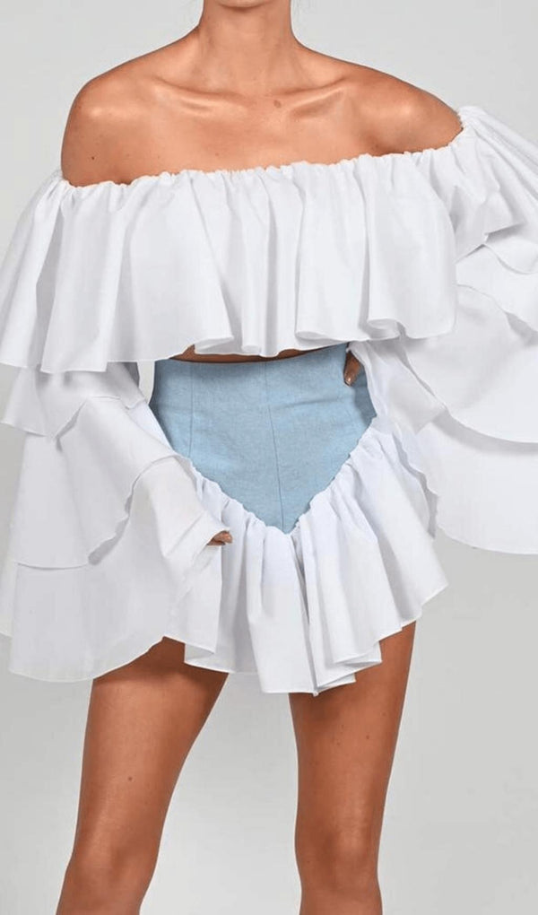 MADONNA SHORTS IN DENIM AND POPLIN