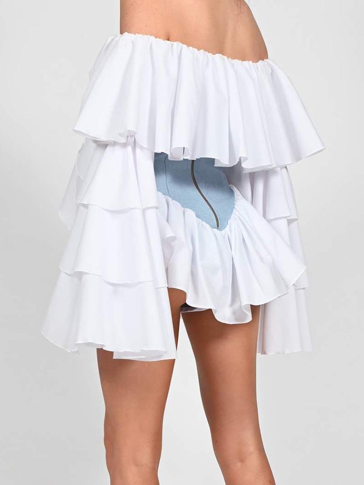 AIIZIE MADONNA SHORTS IN DENIM AND POPLIN - product image