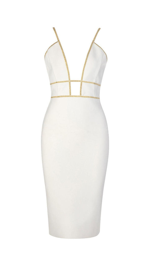 AIIZIE MESH BANDAGE MIDI DRESS IN WHITE - product image