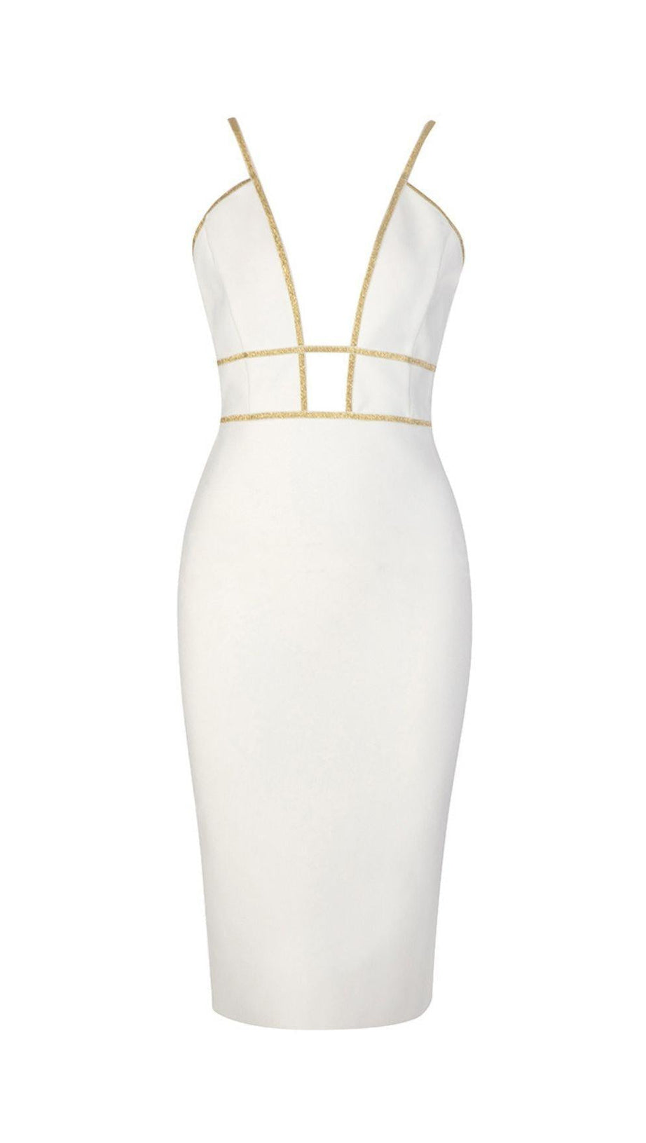 MESH BANDAGE MIDI DRESS IN WHITE