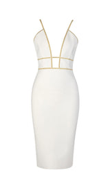 MESH BANDAGE MIDI DRESS IN WHITE