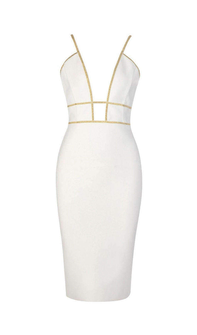 MESH BANDAGE MIDI DRESS IN WHITE