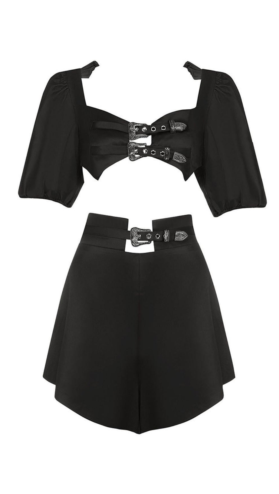 LOW NECKLINE SPLIT VEST SKIRT SUIT