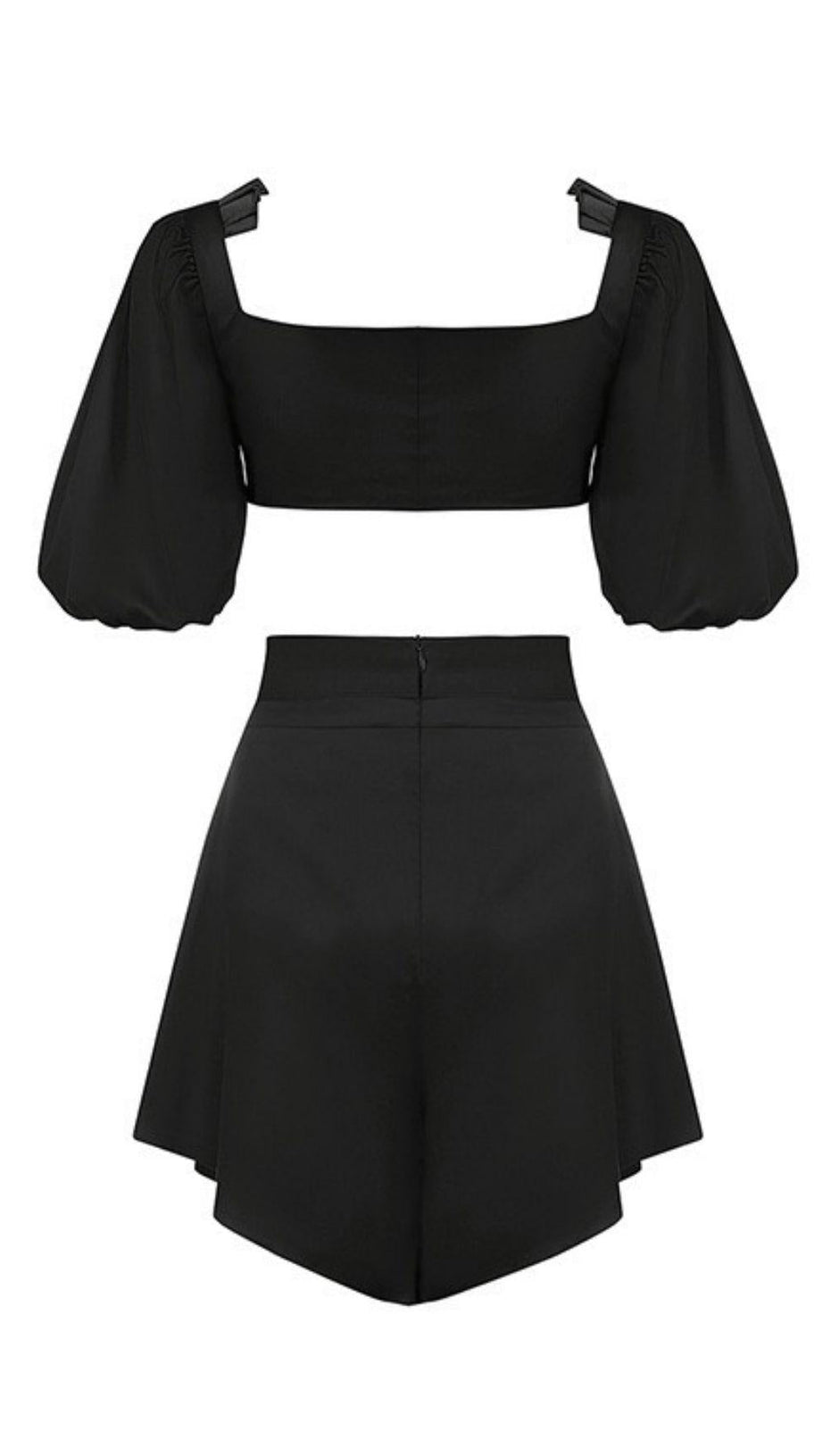 LOW NECKLINE SPLIT VEST SKIRT SUIT