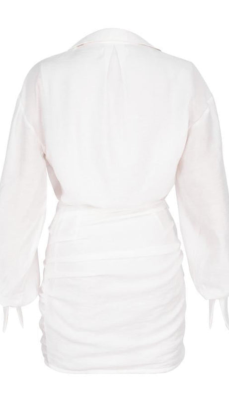 WHITE LONG SLEEVE SHIRT DRESS
