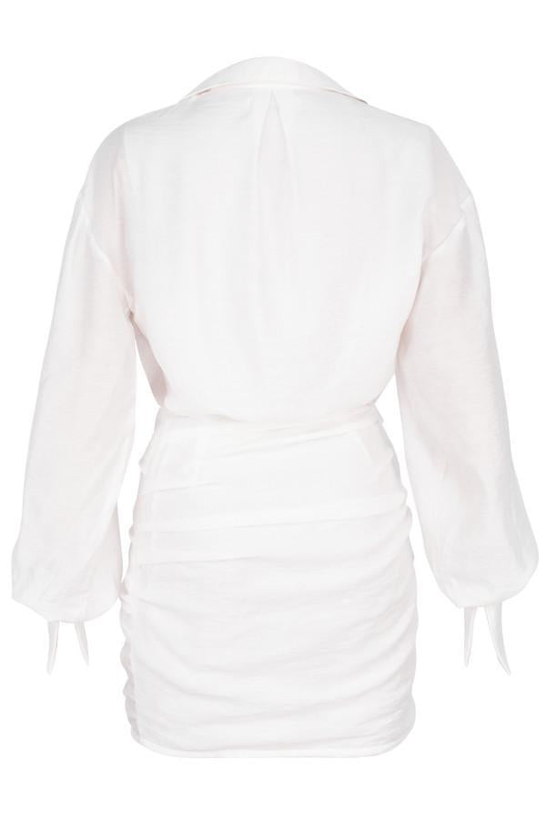 AIIZIE WHITE LONG SLEEVE SHIRT DRESS - product image