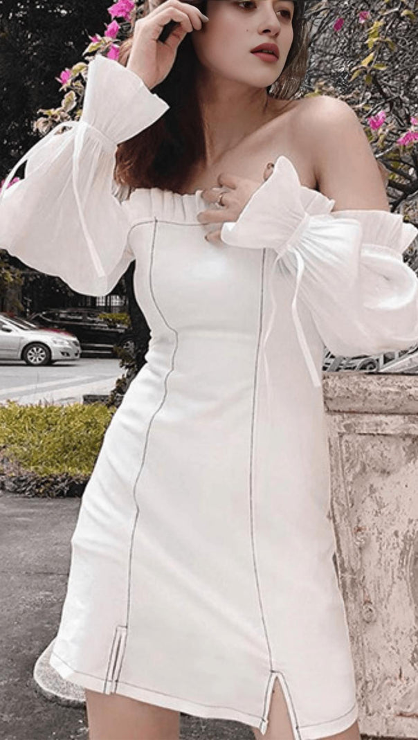 AIIZIE LONG-SLEEVED DRESS WITH MELANGE LACE. - product image