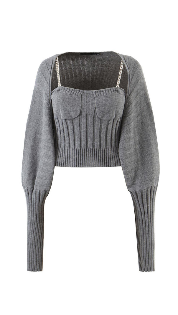AIIZIE LONG SLEEVE CAMISOLE WITH METAL CHAIN. - product image
