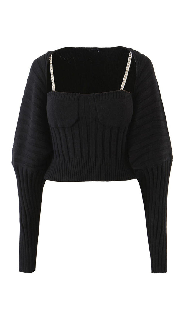 AIIZIE LONG SLEEVE CAMISOLE WITH METAL CHAIN. - product image