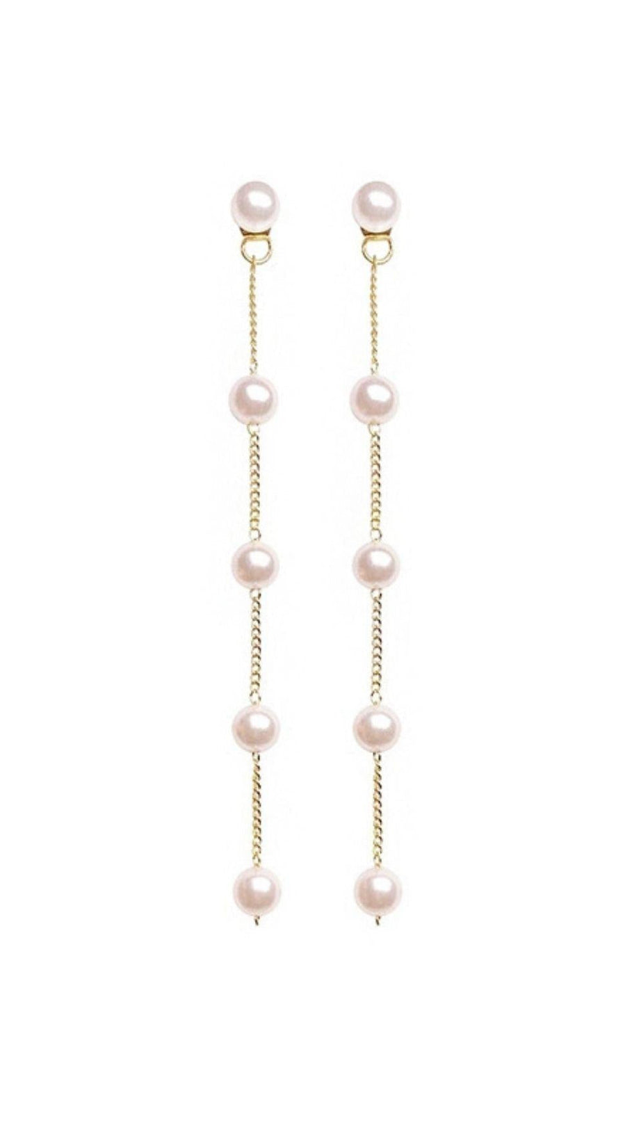 ORECCHINI LUNGHI CON NAPPINE DI PERLE