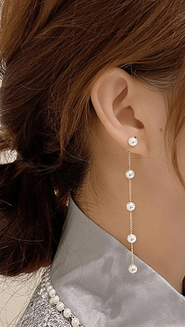 AIIZIE LONG PEARL TASSEL EARRINGS - product image