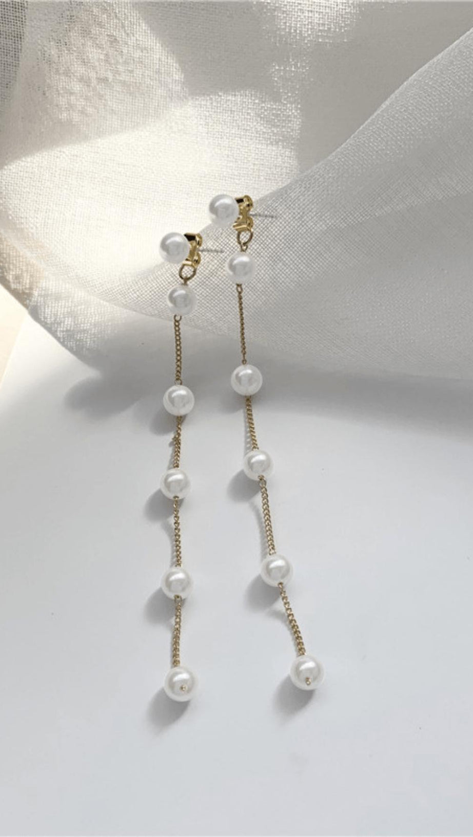 LONG PEARL TASSEL EARRINGS