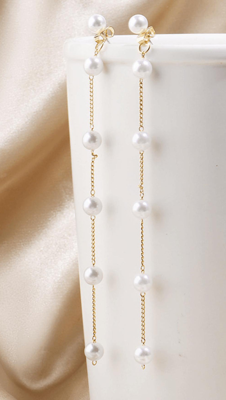 LONG PEARL TASSEL EARRINGS