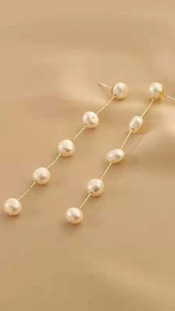 AIIZIE LONG PEARL TASSEL EARRINGS - product image