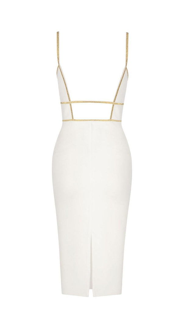 Mesh Bandage Midi Dress in White