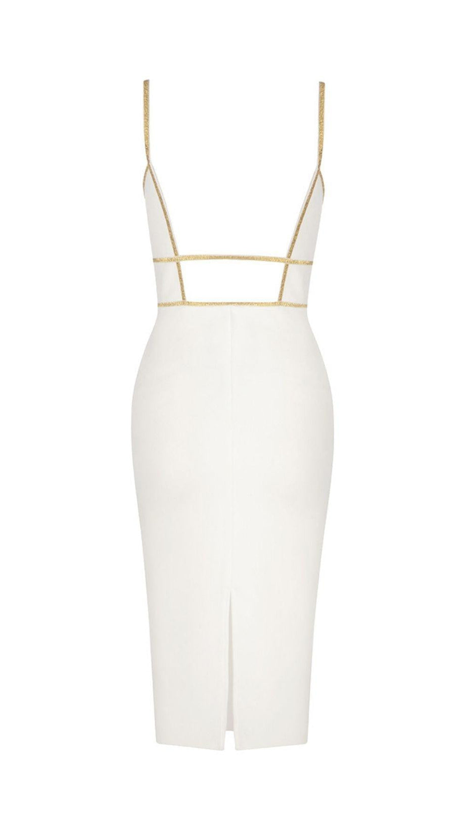 ABITO MIDI CON BENDAGGIO A RETE BIANCO