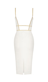 MESH BANDAGE MIDI DRESS IN WHITE