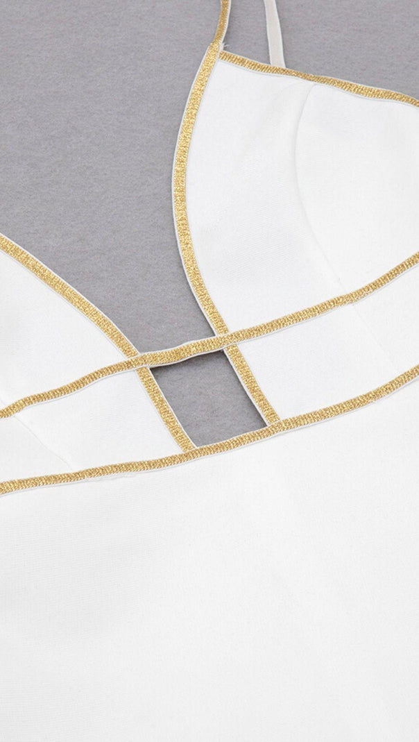 Mesh Bandage Midi Dress in White