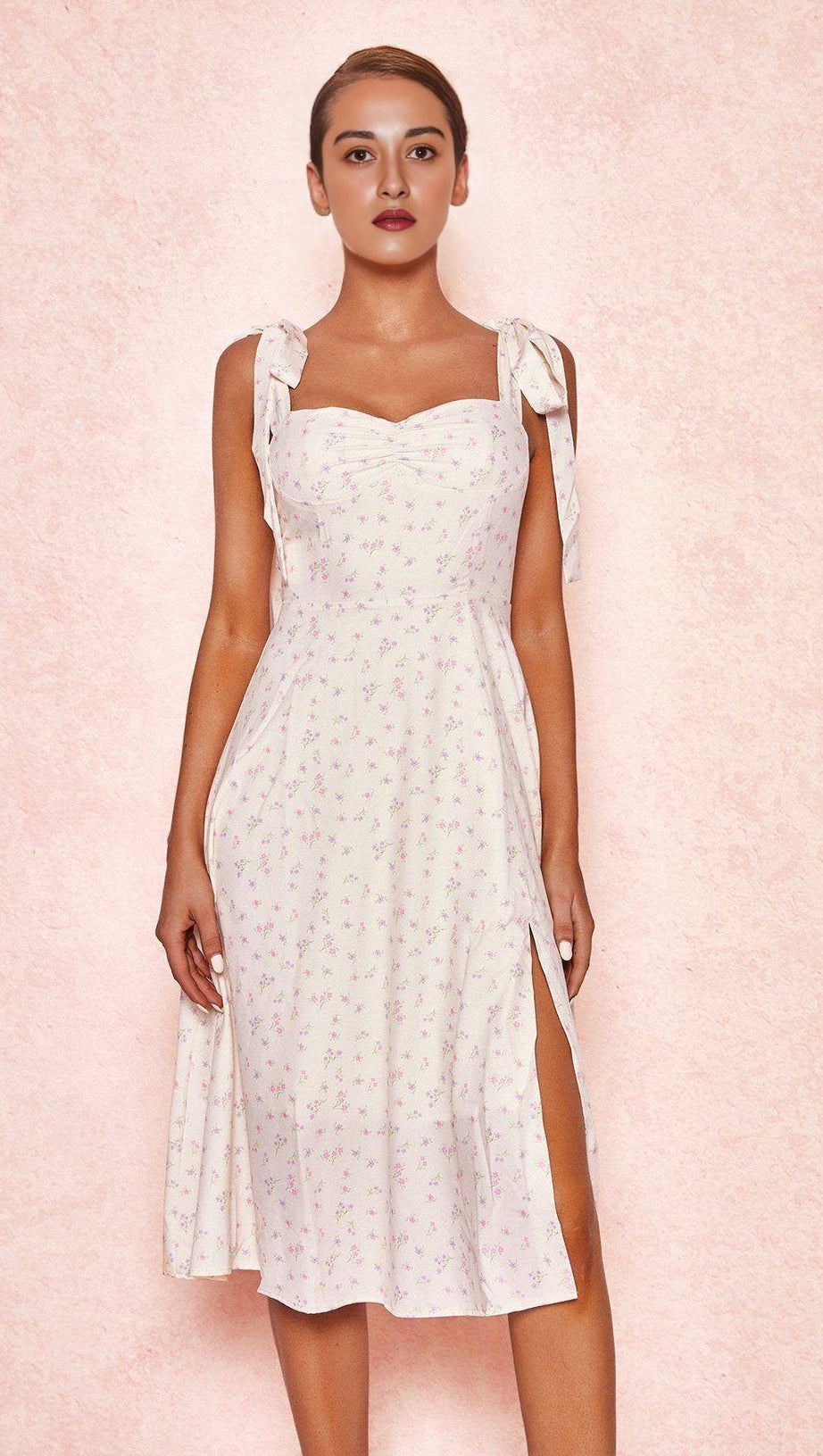 LEMON FLORAL PRINT MIDI SUNDRESS