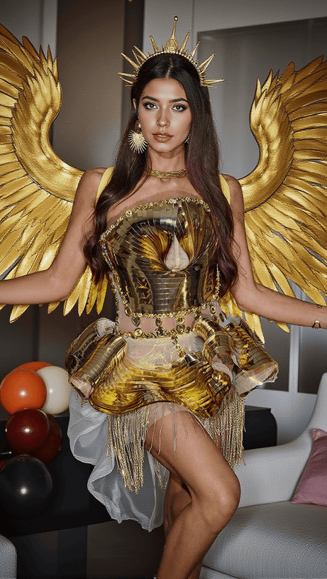 Jahdiel – Metallic-Rock-Set mit Kristallfransen in Gold