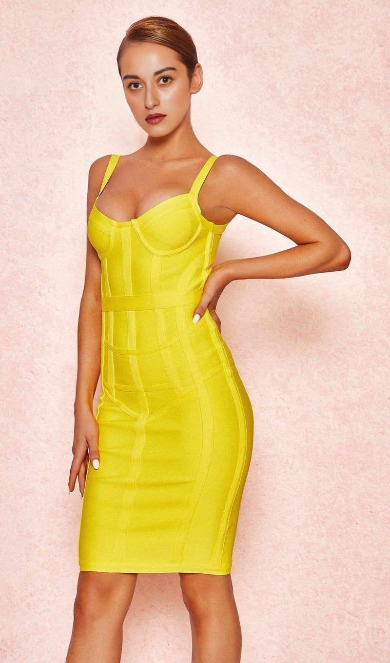 LEMON BANDAGE MIDI DRESS