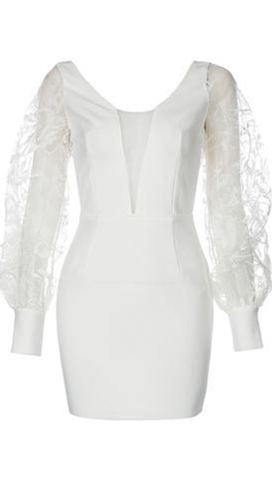 WHITE LEAKY BACK LACE STITCHING DRESS