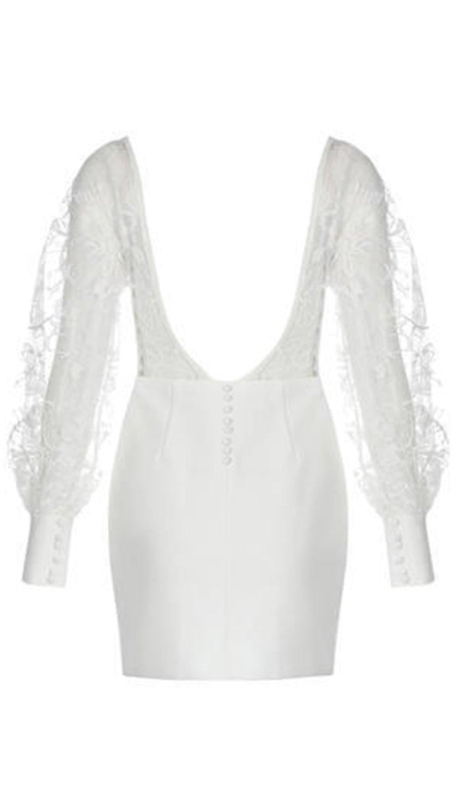 WHITE LEAKY BACK LACE STITCHING DRESS